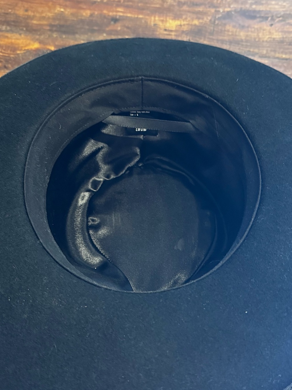 Zertrue 100% Wool Black Wide Brim Fedora Hat with Feather Band Size Large - Picture 8 of 10